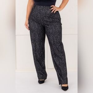 NWT Spanx Ponte Barrel Leg Pull On Pant Black White Speckles 3X